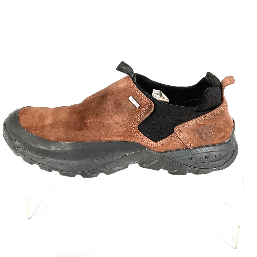 Merrell Mens Size 13 Brown Nubuck Waterproof Primaloft Slip‎ On Coldpack 3 Mocs